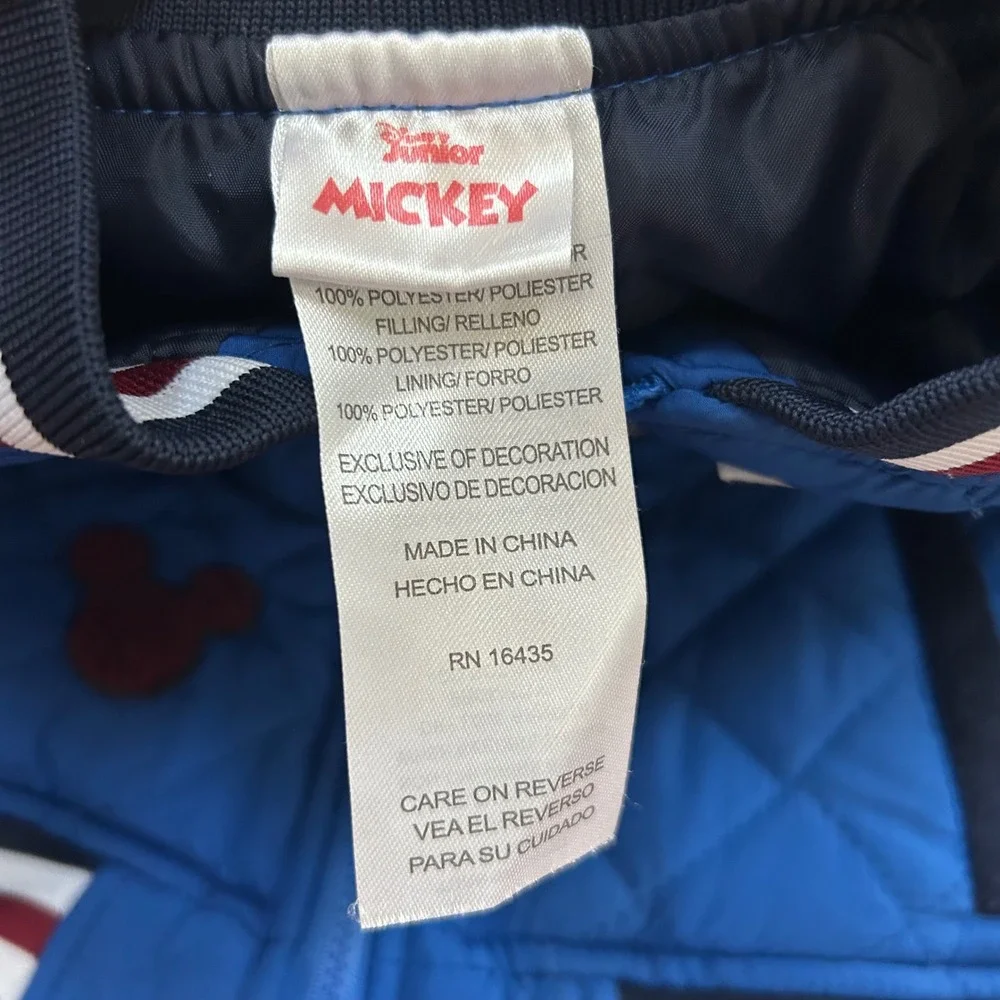 Disney Junior Mickey Mouse Toddler Bomber Jacket Quilted‎ Blue 2T
